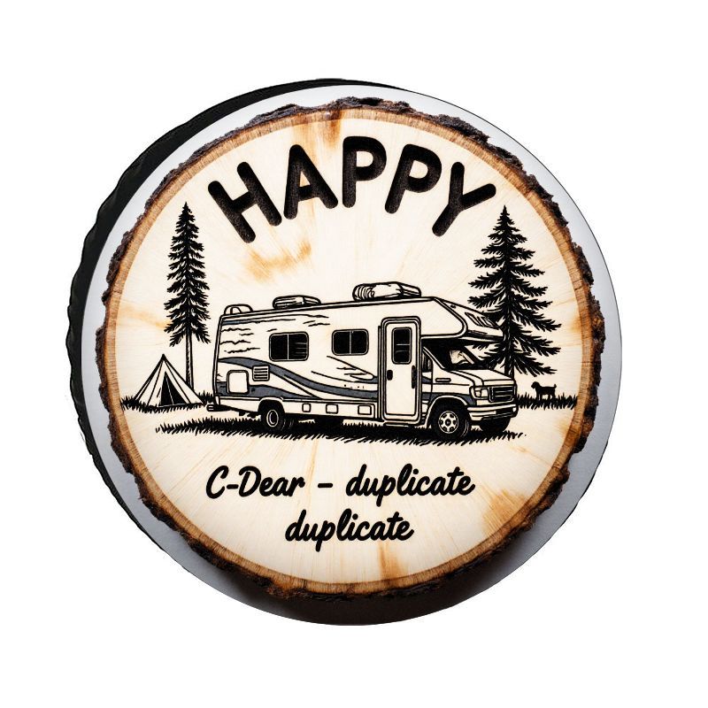Outdoor Adventure Inc - غطاء إطار بوليستر بتصميم HAPPY RV