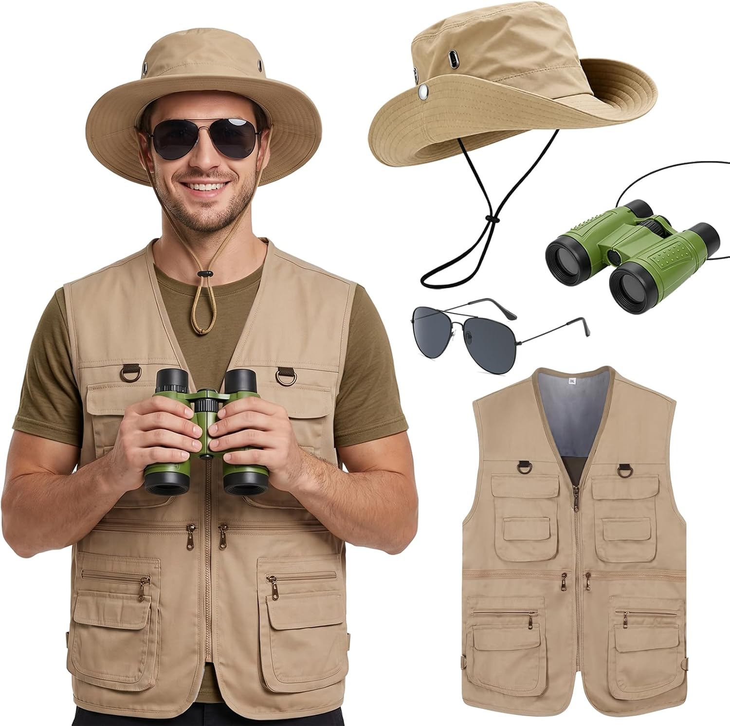 طقم زي سفاري للرجال مكون من 4  - مراجعة Zoo Outdoor Adventure Set وسعره